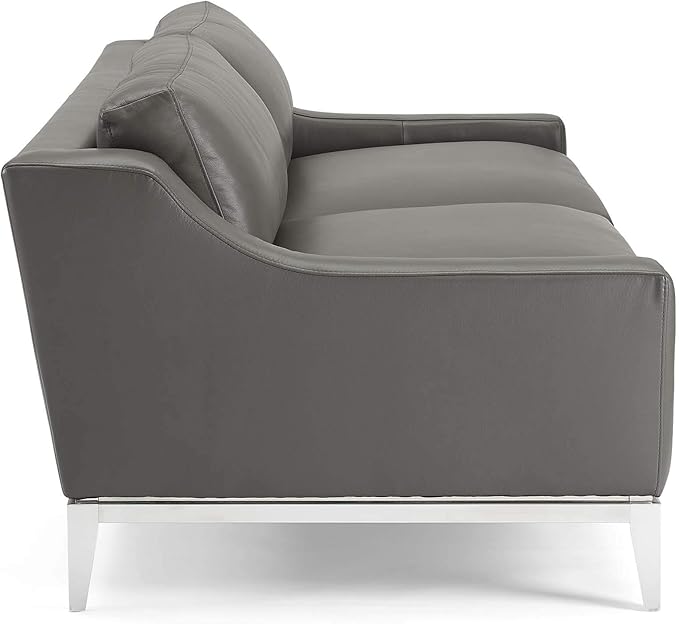 Modway Harness 83.5" Leather Sofa in Gray with Stainless Steel Base