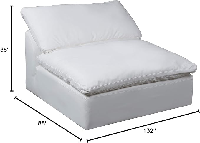 Sunset Trading Contemporary Puff 5PC Performance Fabric Washable Water-Resistant Stain-Proof White Slipcovered Modular L-Shaped Sectional Sofa with Ottoman, Deep-Seat Down-Fill
