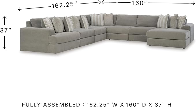 Signature Design by Ashley Casual Avaliyah U-Shape Left-Arm Facing 7-Piece Sectional with Chaise and Reversible Cushion, Gray