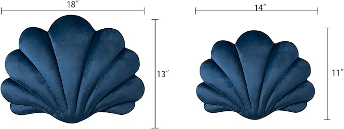 Ashler 3D Throw Pillows Shell Shaped Accent Throw Pillow, Soft Velvet Insert Included Cushion for Couch Bed Living Room, Pack of 1, Navy Blue, 18 X 13 inches