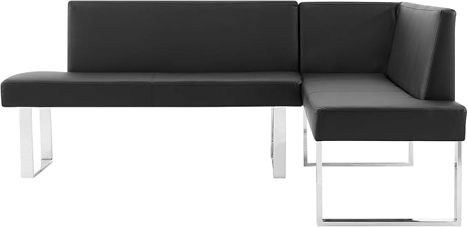 Armen Living Amanda Sectional in Black and Chrome Finish