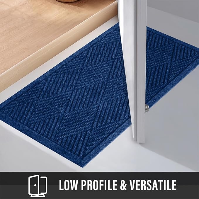 HIYARD Sturdy Front Door Mat, Absorbent Muddy Dirt Resist Welcome Door Mats Outdoor Indoor, Stain and Fade Resistant, Non-Slip Rubber Backing Low Profile Doormat for Entryway, 30??17, Blue - Image 6