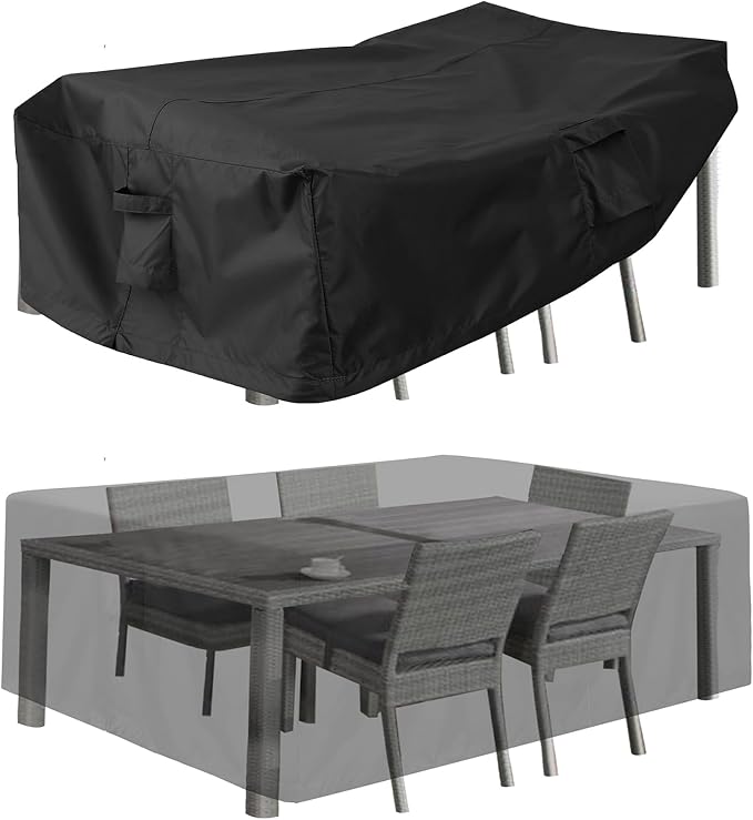 PureFit Patio Furniture Covers, Outdoor Table Furniture Cover Waterproof Rectangle, Patio Sectional Couch Set Cover for Deck, Lawn and Backyard, UV Resistant, 110"L x 84"W x 28"H, Black by PureFit