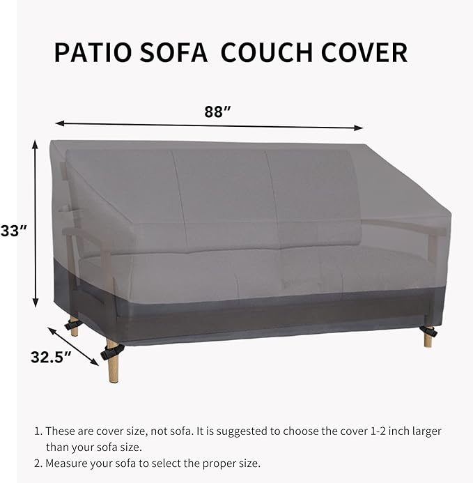 Easy-Going Outdoor Couch Cover, Heavy Duty 3-Seater Patio Sofa Cover, Windproof Outdoor Furniture Cover with Air Vent (88Wx32.5Dx33H inch,Gray/Dark Gray) - Image 4