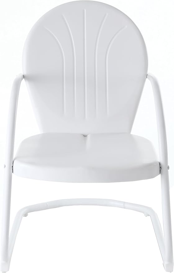 Crosley Furniture Griffith Outdoor Chair, Retro Metal Patio Chairs for Dining, Porch, Deck, Balcony, White - Image 4
