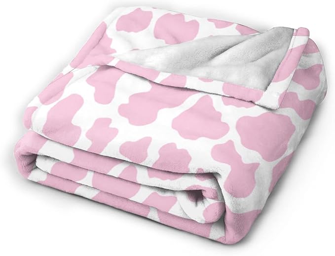 Pink Cow Print Blankets and Throws, Cute Blankets for Teen Girls, Cow Blanket for Adults, Cow Baby Blanket for Girls, Toddler Blanket for Kids, Cow Print Stuff for Women, Cow Gifts for Women 40"x 50"