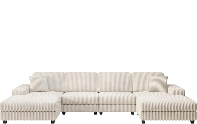 ERYE U-Shaped Modular Sectional Sofa Convertible Symmetrical Sofa Couch with Removable Chaise Lounges, U Shaped Double Chaises Sectional Couches with Storage Armrests