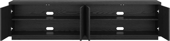 Henn&Hart Fluted TV Stand for TVs up to 85" with 2 Concealed Ribbed Storage Cabinets and Adjustable Shelves for Living Room, Family Room, or Office, Natural Black - Image 4