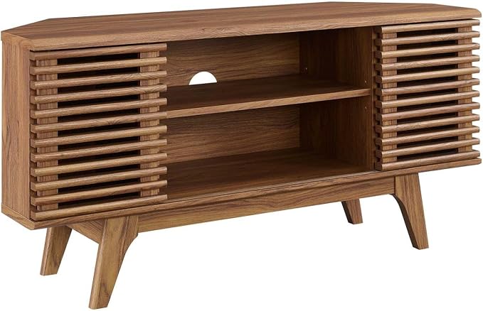 Modway Render Mid-Century Modern Low Profile Corner Media TV Stand in Wal, 15 x 46 x 23 by Modway