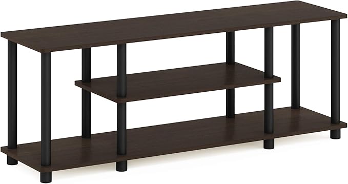 Furinno Turn-N-Tube No Tools 3D 3-Tier Entertainment TV Stand up to 50 inch TV, Round Tubes, Dark Brown / Black - Image 4