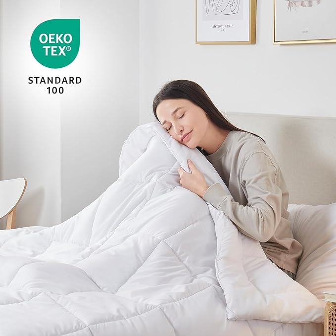 Nestl Comforter Duvet Insert, Quilted Down Alternative Comforter, All Season White Duvet Inserts with Corner Tabs (California King)