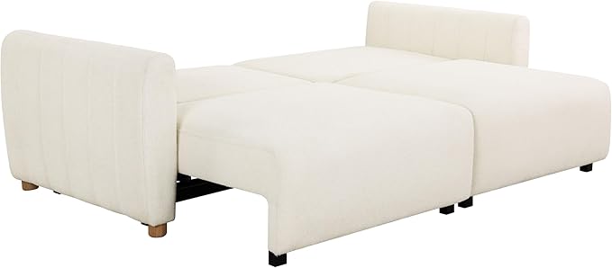 Serta Galway 91.7" Convertible Sleeper Sofa, Queen Size, Wall-Hugging Dreamglide Mechanism, Dreamcoil Comfort, Boucle Fabric, Ivory