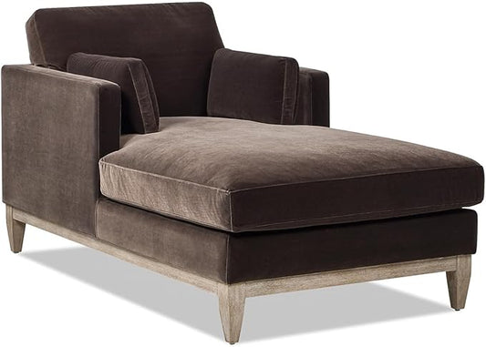 Knox 65" Modern Farmhouse Chaise Lounge Chair, Deep Brown Performance Velvet