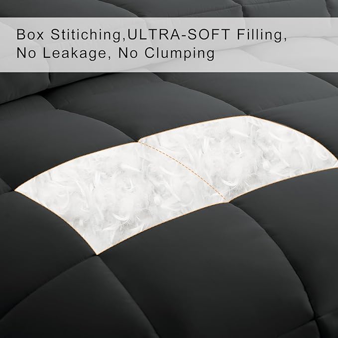 COHOME Twin/Twin XL Size Comforter, All-Season Quilted Down Alternative Duvet Insert, Luxury Hotel GentleSoft Comforter with Anti-Clump Tech & 8 Tabs - Reversible - Dark Grey 64x88 inches