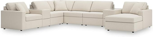 Signature Design by Ashley Casual Modmax Stain Resistant U-Shape Left-Arm Facing 8-Piece Sectional with Chaise and Storage Consoles, Beige