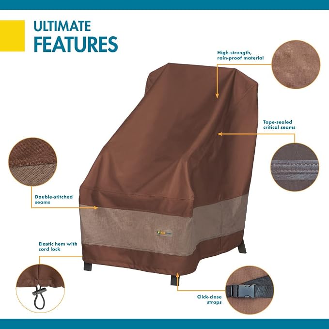 DUCKCOVERS Ultimate Waterproof 26 Inch High Back Patio Chair Cover, Stackable Chair Covers - Image 9