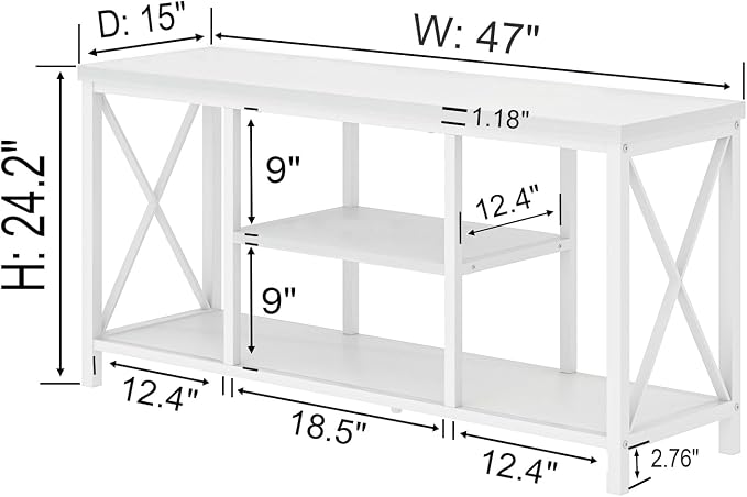 EXCEFUR Modern White TV Stand with Storage Shelves, Entertainment Center for TV up to 55 inch, Media TV Console Table and TV Cabinet for Living Room Bedroom, 47 Inch - Image 2