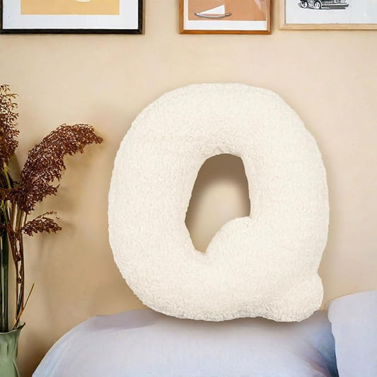 Letter Plush Pillow, Letter Hugging Throw Pillows, Decorative Initial Letter Shaped Throw Pillows for Bed Couch, Letter Pillows English Alphabet A to Z for Sofa Bedroom Living Room Decor (Q)