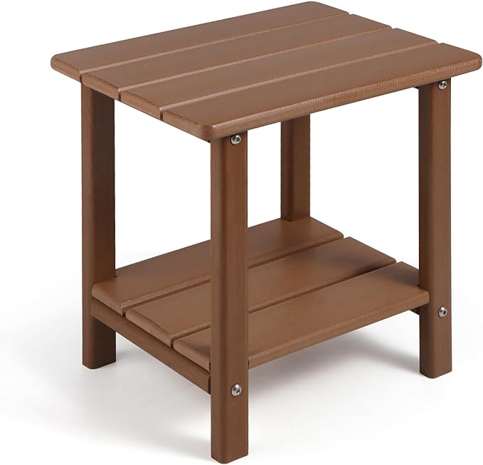 Apolimi Adirondack Outdoor Side Table, 2-Tier Sturdy Patio End Table Weather Resistant, 16.5" Solid Side Table for Patio, Pool, Porch by Apolimi