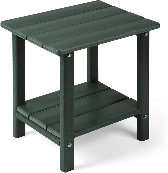 Apolimi Adirondack Outdoor Side Table, 2-Tier Sturdy Patio End Table Weather Resistant, 16.5" Solid Side Table for Patio, Pool, Porch by Apolimi