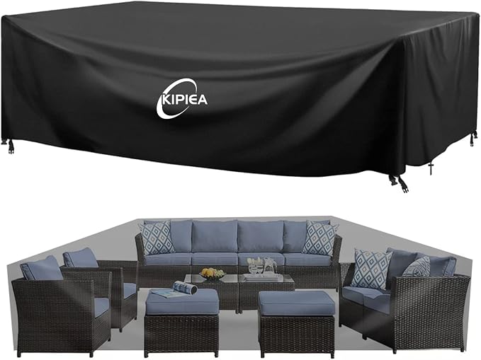 Kipiea Outdoor Furniture Covers Waterproof, 420D Heavy-Duty Patio Furniture Set Covers, No Tears Anti UV No Fading(138" L x 103" W x 36" H) by Kipiea