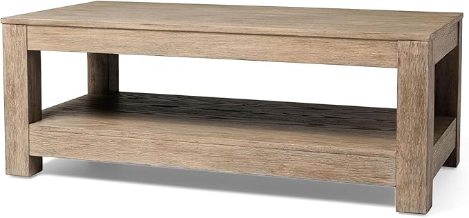 Maven Lane Paulo Coffee Table – 18 Inch Rectange Table with Storage – Grey Solid Wood – Ideal for Living Room and Lounge