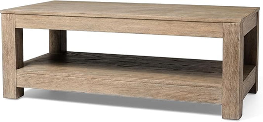Maven Lane Paulo Coffee Table – 18 Inch Rectange Table with Storage – Grey Solid Wood – Ideal for Living Room and Lounge