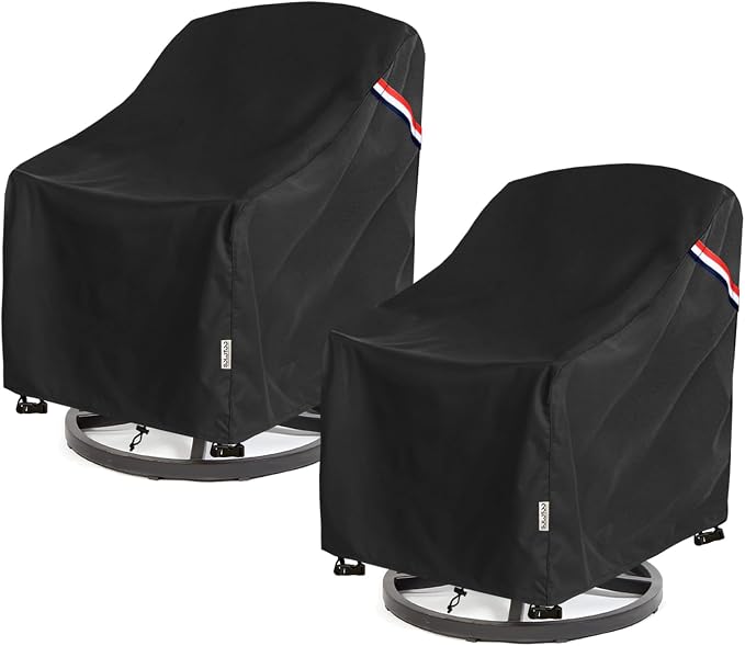 Patio Chair Covers Waterproof Heavy Duty Patio Furniture Covers, 30W x 34D x 36H Inches Swivel Outdoor Chair Cover 2 Pack (Black) by SoloToo