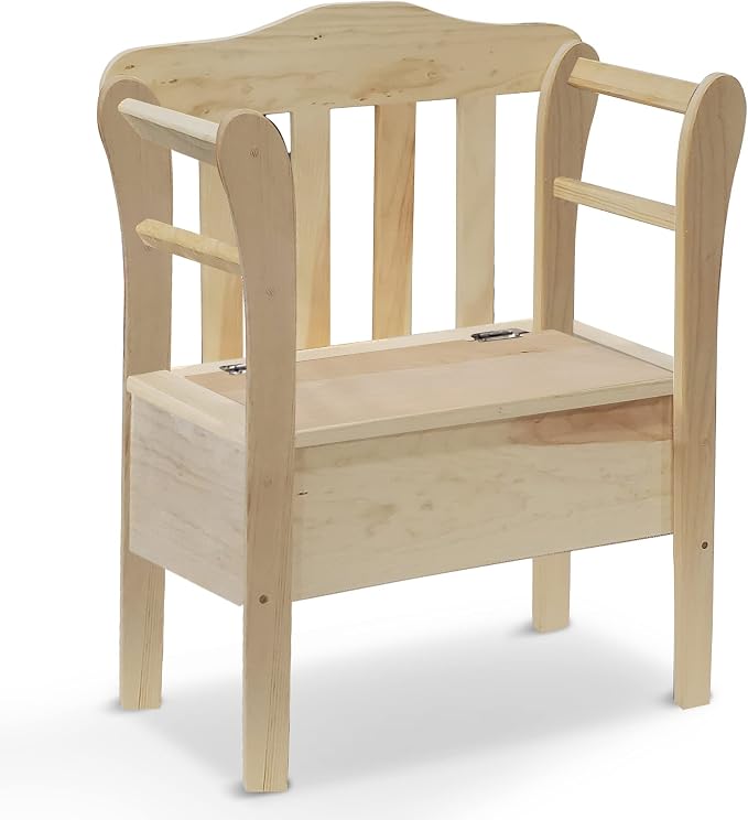 Peaceful Classics Bench with Storage - Small Wooden Storage Bench for Entryway, Hallway, Mudroom, Farmhouse, Bedroom, & Living Room, Amish Handmade Furniture Storage Organizer, Unfinished by PeacefulValley