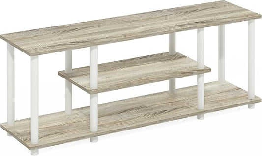 Furinno Turn-N-Tube No Tools 3D 3-Tier Entertainment TV Stand up to 50 inch TV, Round Tubes, Oak by Furinno-FitsYourSpaceFitsYourBudget
