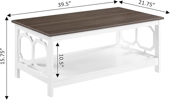 Convenience Concepts Omega Coffee Table, Driftwood Top / White Frame