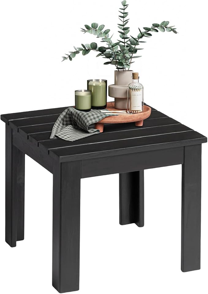 VINGLI Outdoor Adirondack Side Table, 18" Square Thick Wooden Coffee Table, Patio Side Table Conversation End Table for Patio Backyard, Garden, Poolside and Balcony (Black) - Image 4