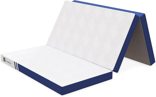 Avenco Trifold Mattress, 4 Inch Folding Mattress Queen Size, Memory Foam Foldable with Removable Cover & Detachable for Floor Bed, Camping, Guest