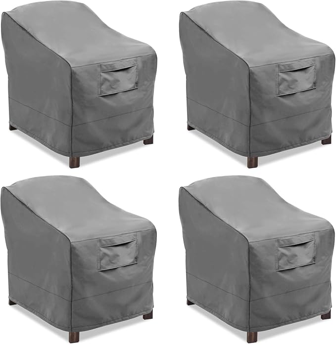 Vailge Patio Chair Covers, Lounge Deep Seat Cover, Heavy Duty and Waterproof Outdoor Lawn Patio Furniture Covers (4 Pack - Large, Grey) by VAILGE
