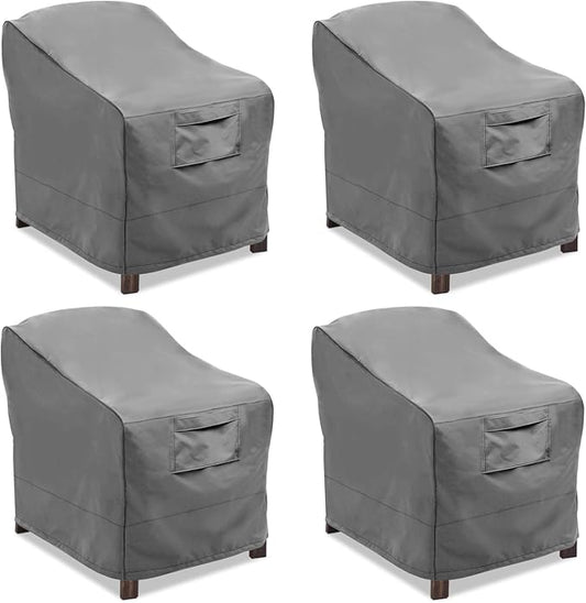 Vailge Patio Chair Covers, Lounge Deep Seat Cover, Heavy Duty and Waterproof Outdoor Lawn Patio Furniture Covers (4 Pack - Large, Grey) by VAILGE