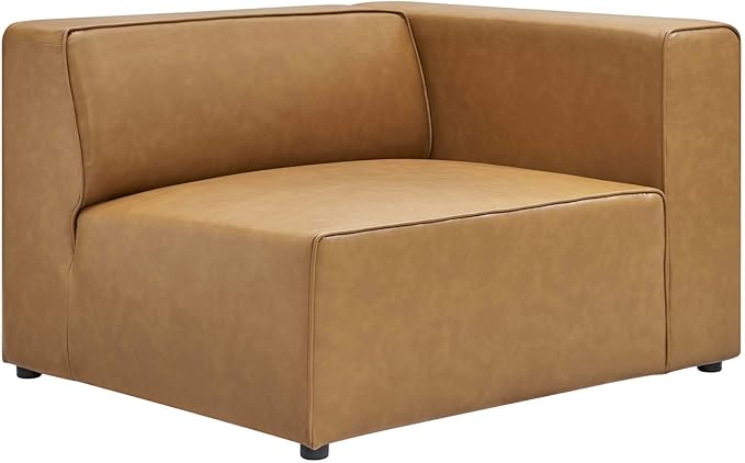 Modway Mingle Vegan Leather Sectional Sofa Right-Arm Chair in Tan