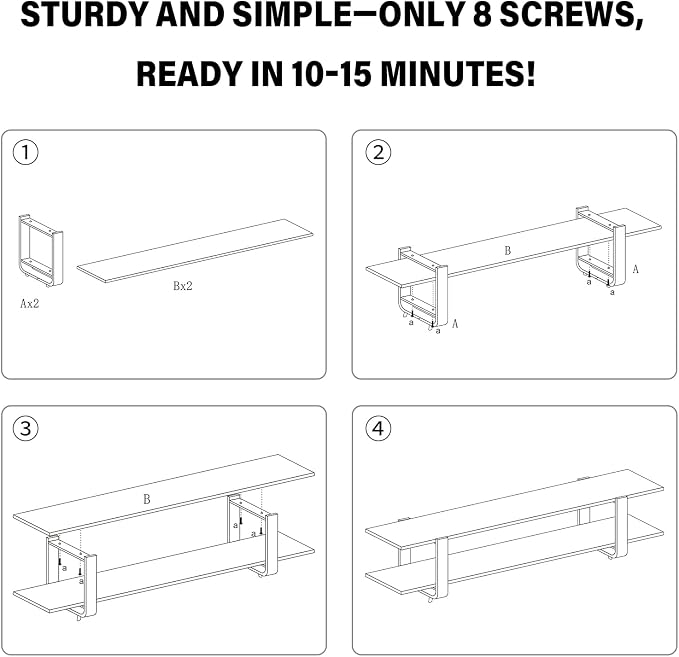 Welnow Low Bamboo TV Stand for Up to 65 Inch, Small Mid Century Modern Entertainment Center with 2-Tier Open Shelves, Natural Media Console Table for Living Room, Bedroom - Image 9