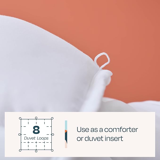 Linenspa White Down Alternative Comforter and Duvet Insert, for King Size Bed – All-Season Comforter with Box Stitch and 8 Duvet Loops – Bedding for Kids, Teens, and Adults