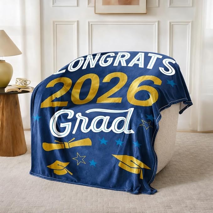 Graduation Gifts Blanket Class of 2026 ?€? Congrats Grad Throw Blanket 50x60 Inch, Classic Graduation Gift for Him Her, Soft Cozy Plush Blanket for College High School Graduate