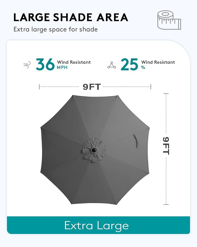 SERWALL Outdoor Bar Set with 9ft Umbrella, All-Weather HDPE Patio Bar Chairs and Table, Outdoor Furniture Set, White (Umbreall Base not Included) - Image 5