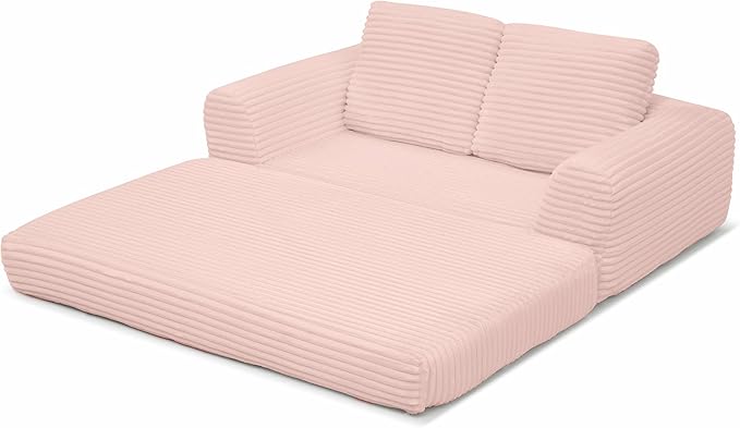 Foldable Boneless Love Seat Couches in a Box, Modern Floor Foam Sleeper Sofa Bed 2-in-1 Convertible Cloud Sofa for Home Apartments Bedroom