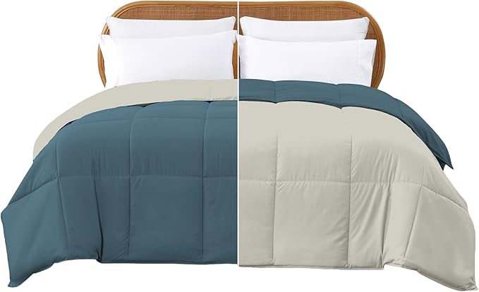 Modern Threads Down Alternative Reversible Comforter Teal/Beige California King