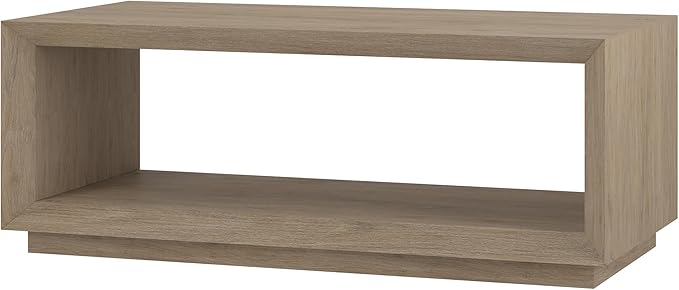 Henn&Hart 48" Rectangular Coffee Table with Open Storage Shelf for Living Room, Family Room, or Office, Weathered Gray