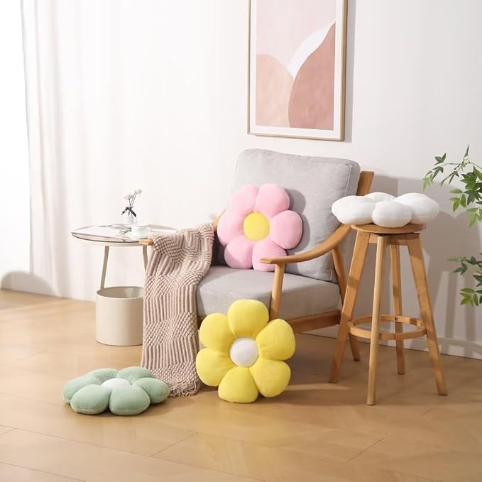 17.7 Inch Purple Flower Pillow – Daisy Shaped Cute Decorative Throw Pillow, Soft Floral Seating Cushion Floor Pillows for Sofa, Bed, Chair & Room Decorations for Home