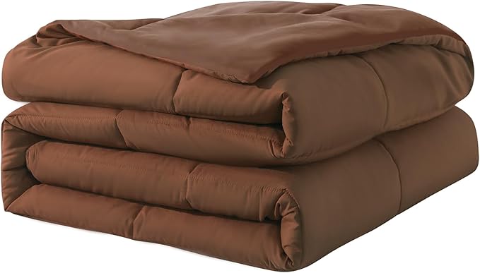 Down Alternative Bedding Comforter King Size - All-Season Soft Reversible Microfiber Bedding Comforter - Lightweight & Machine Washable (Chocolate, King (U.S. Standard))