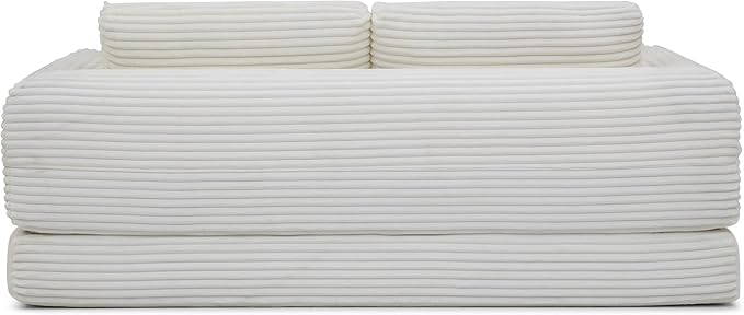 Foldable Boneless Love Seat Couches in a Box, Modern Floor Foam Sleeper Sofa Bed 2-in-1 Convertible Cloud Sofa for Home Apartments Bedroom