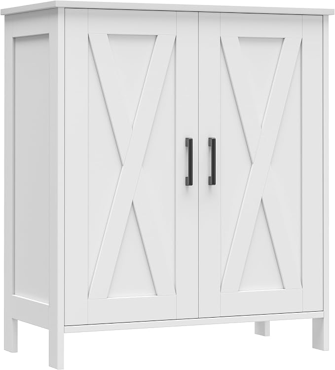 Homleke Farmhouse Shoe Cabinet with 2 Barn Doors & Wood Legs, 5-Tier Shoe Storage Cabinet with 3 Adjustable Shelves, Tall Shoe Rack Organizer for Closet, Shoe Organizer for Entryway, Hallway, White - Image 9