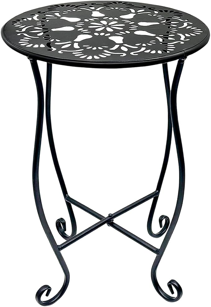 Arbuxzuy 17" Tall Round Metal Outdoor Side Tables for Patio, Decorative Black Flower Pot Stand, Rustproof Potted Holder, 120 lbs Load Capacity by Arbuxzuy
