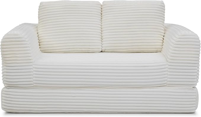 Foldable Boneless Love Seat Couches in a Box, Modern Floor Foam Sleeper Sofa Bed 2-in-1 Convertible Cloud Sofa for Home Apartments Bedroom