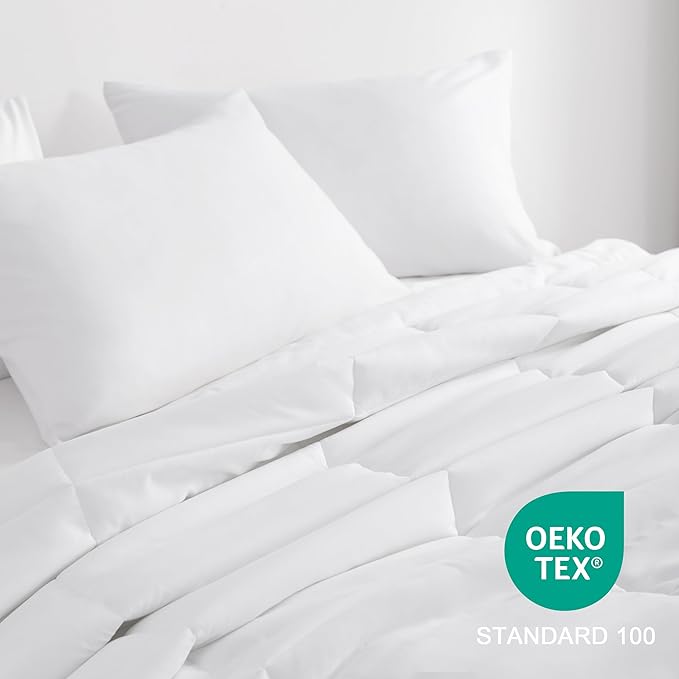 NTBAY Queen Comforter - Down Alternative Comforter Duvet Insert, All Season Bedding Quilted Comforter with Corner Tabs, Machine Washable, Soft Comforter Only, White